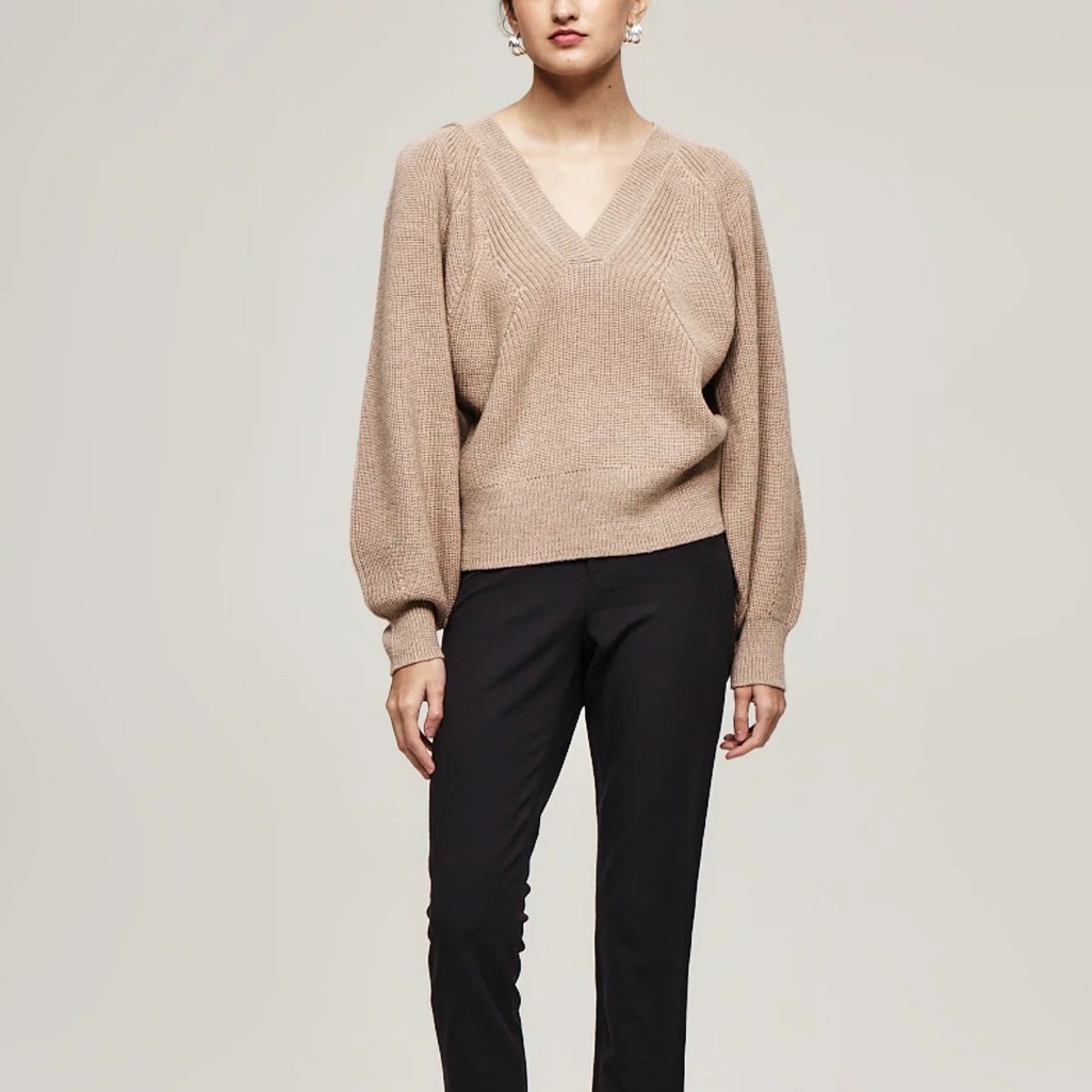 The Reset R Label The Must-Have V Neck Sweater Balloon Sleeve Wool Luxury L